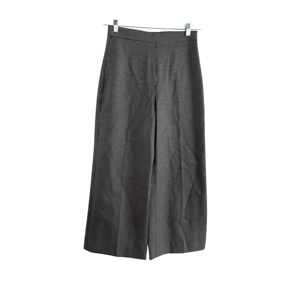 Pearl By Lela Rose 4 Black Stretch Cotton Wide Leg Checked Cropped Lynn Pant NWT